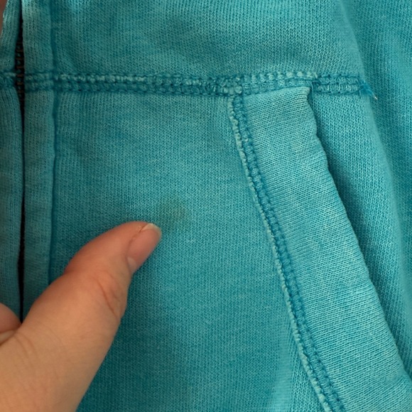 Vintage Y2K Hollister Womens Medium Spellout Turquoise Zip Up Hoodie‎ Preppy - Picture 6 of 8